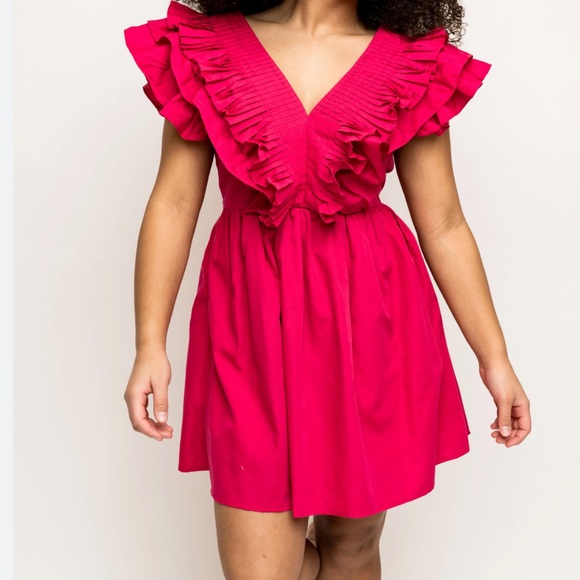 entro | Dresses | New Fuchsia Pink Pleated Ruffle Mini Dress | Poshmark